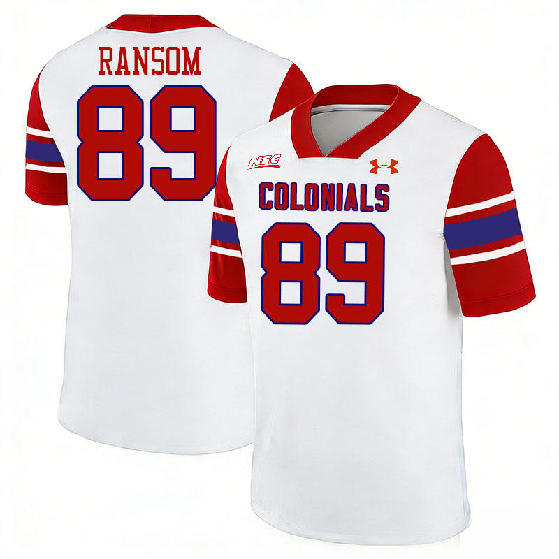 Robert Morris Colonials #89 Richard Ransom College Football Jerseys,Uniforms Stitched-White